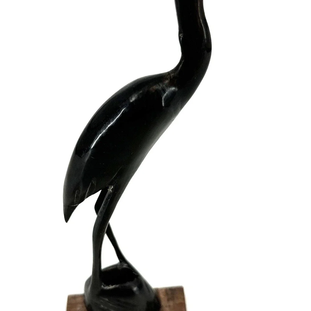60s Bird‎ Stork Egret Heron Crane Carved Horn Figurine Sculpture Vtg MCM 11